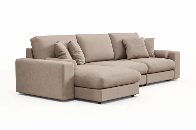 Arken Lyx 5-personers Vendbar L-formet Dyb Chaiselongsofa i stof - Beige - Møbler - Sofaer - Sofa med chaiselong