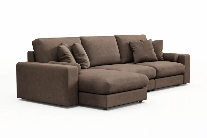 Arken Lyx 5-personers Vendbar L-formet Dyb Chaiselongsofa i stof - Brun - Møbler - Sofaer - Sofa med chaiselong