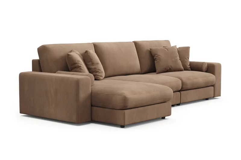 Arken Lyx 5-personers Vendbar L-formet Dyb Chaiselongsofa i Manchester - Brun - Møbler - Sofaer - Sofa med chaiselong