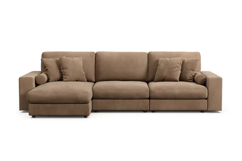 Arken Lyx 5-personers Vendbar L-formet Dyb Chaiselongsofa i Manchester - Brun - Møbler - Sofaer - Sofa med chaiselong