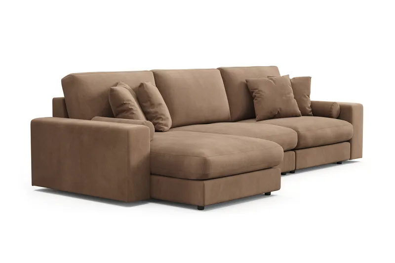 Arken Lyx 5-personers Vendbar L-formet Dyb Chaiselongsofa i Manchester - Brun - Møbler - Sofaer - Sofa med chaiselong