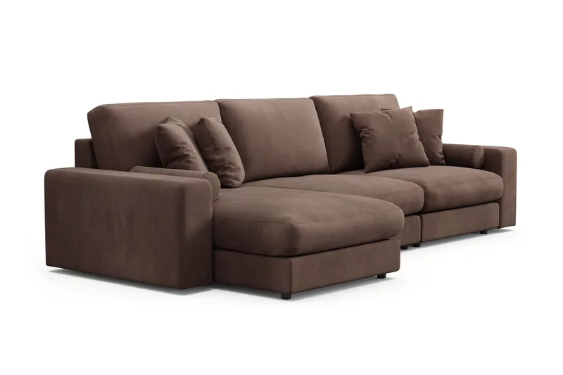 Arken Lyx 5-personers Vendbar L-formet Dyb Chaiselongsofa i Manchester - Brun - Møbler - Sofaer - Sofa med chaiselong