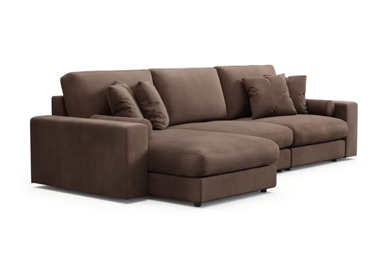 Arken Lyx 5-personers Vendbar L-formet Dyb Chaiselongsofa i Manchester - Brun - Møbler - Sofaer - Sofa med chaiselong