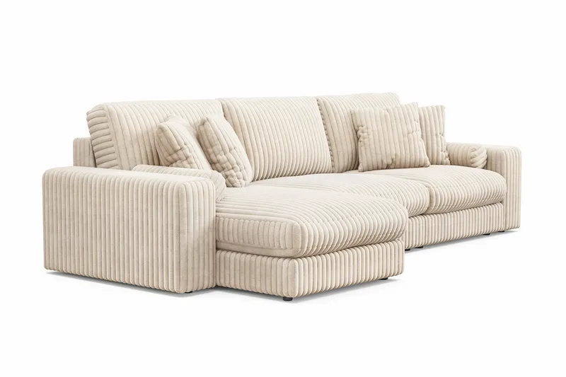 Arken Lyx 5-personers Vendbar L-formet Dyb Chaiselongsofa i Manchester - Beige - Møbler - Sofaer - Sofa med chaiselong