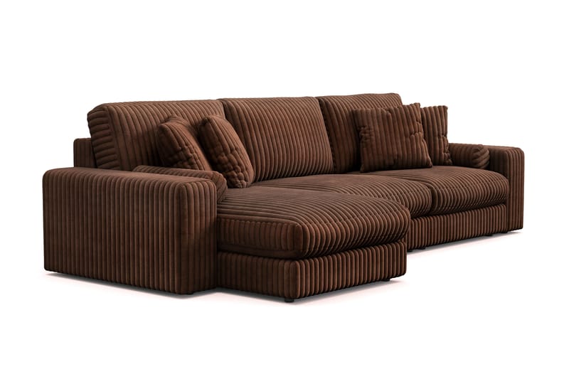 Arken Lyx 5-personers Vendbar L-formet Dyb Chaiselongsofa i Manchester - Mørkebrun - Møbler - Sofaer - Sofa med chaiselong