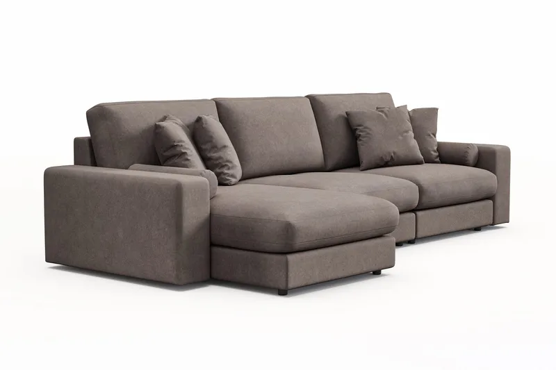 Arken Lyx 5-personers Vendbar L-formet Dyb Chaiselongsofa i stof - Brun - Møbler - Sofaer - Sofa med chaiselong