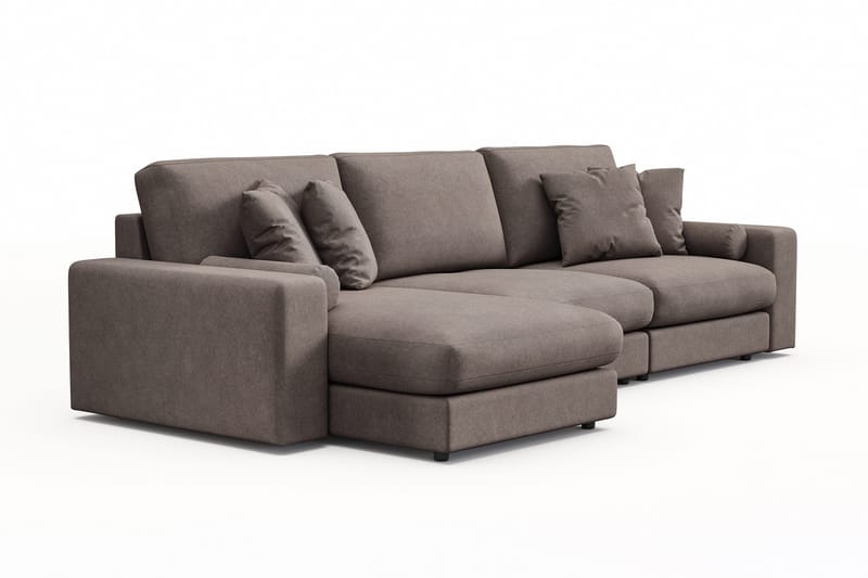 Arken Lyx 5-personers Vendbar L-formet Dyb Chaiselongsofa i stof, Brun