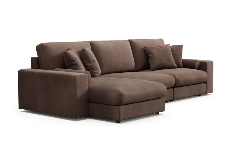 Arken Lyx 5-personers Vendbar L-formet Dyb Chaiselongsofa i Manchester - Brun - Møbler - Sofaer - Sofa med chaiselong