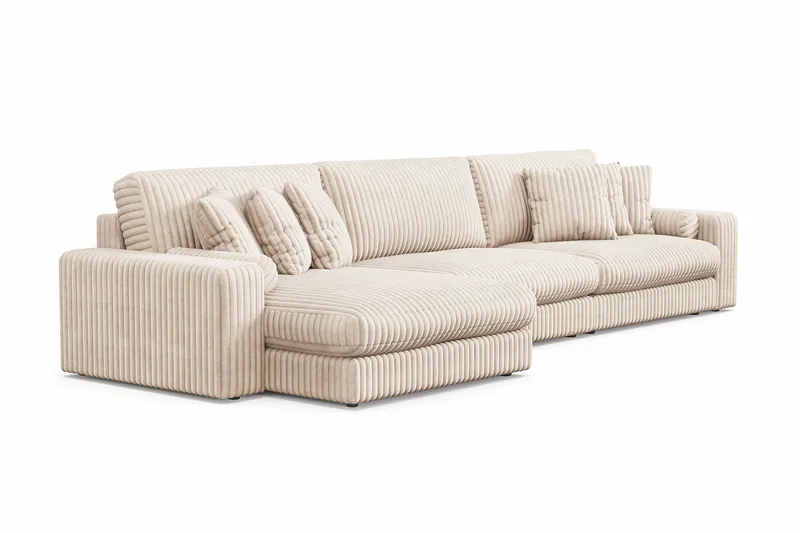 Arken Lyx 6-personers Vendbar L-formet Dyb Chaiselongsofa i Manchester - Beige - Møbler - Sofaer - Sofa med chaiselong