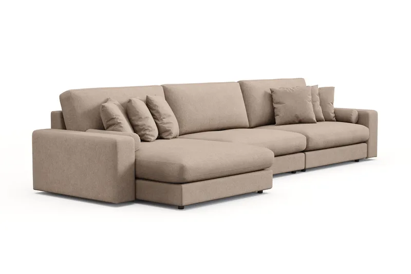 Arken Lyx 6-personers Vendbar L-formet Dyb Chaiselongsofa i stof - Beige - Møbler - Sofaer - Sofa med chaiselong