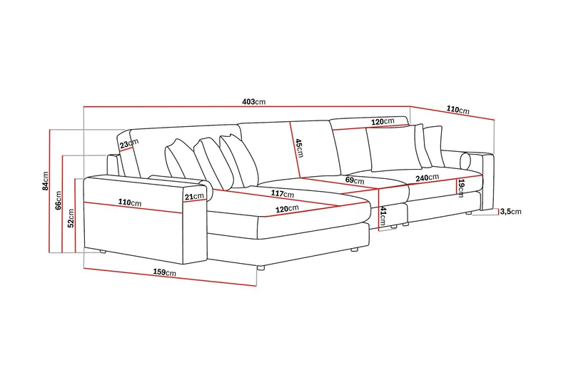 Arken Lyx 6-personers Vendbar L-formet Dyb Chaiselongsofa i Manchester - Brun - Møbler - Sofaer - Sofa med chaiselong