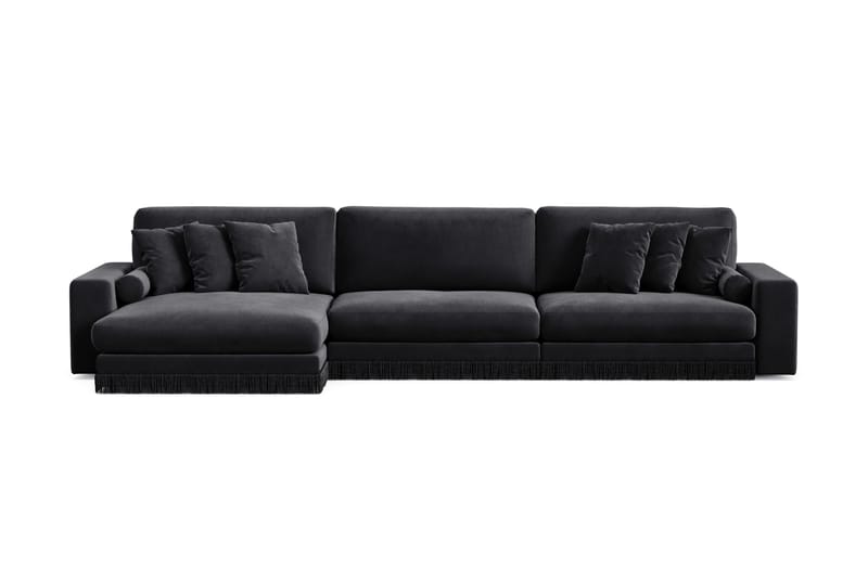 Arken Lyx 6-personers Vendbar L-formet Dyb Chaiselongsofa i fløjl - Sort - Møbler - Sofaer - Sofa med chaiselong