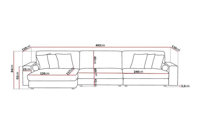 Arken Lyx 6-personers Vendbar L-formet Dyb Chaiselongsofa i Manchester - Greige - Møbler - Sofaer - Sofa med chaiselong