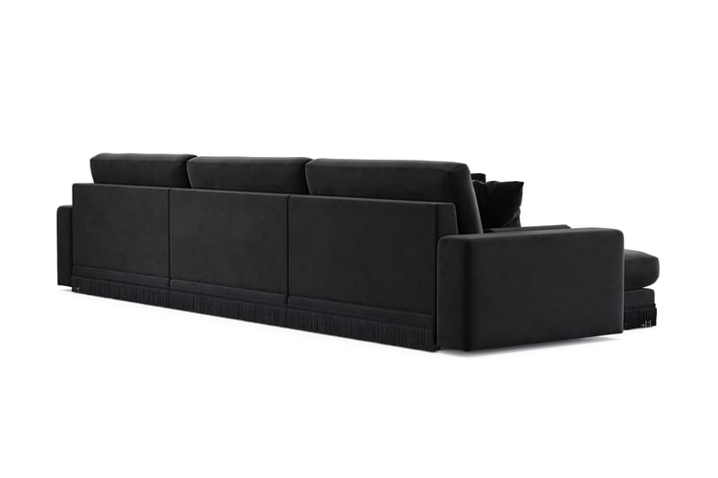 Arken Lyx 6-personers Vendbar L-formet Dyb Chaiselongsofa i fløjl - Sort - Møbler - Sofaer - Sofa med chaiselong