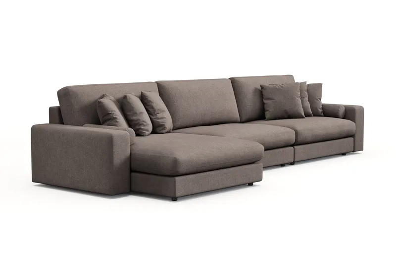 Arken Lyx 6-personers Vendbar L-formet Dyb Chaiselongsofa i stof - Brun - Møbler - Sofaer - Sofa med chaiselong