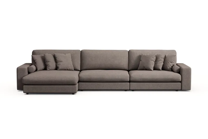 Arken Lyx 6-personers Vendbar L-formet Dyb Chaiselongsofa i stof, Brun