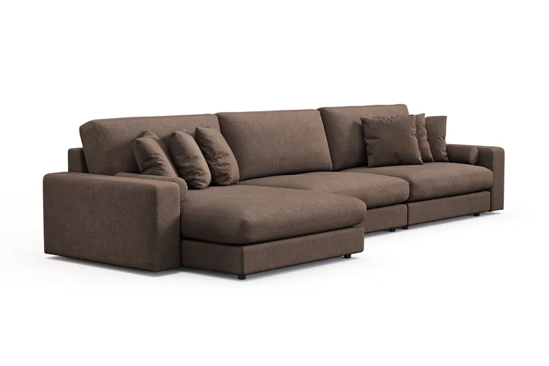 Arken Lyx 6-personers Vendbar L-formet Dyb Chaiselongsofa i stof - Brun - Møbler - Sofaer - Sofa med chaiselong