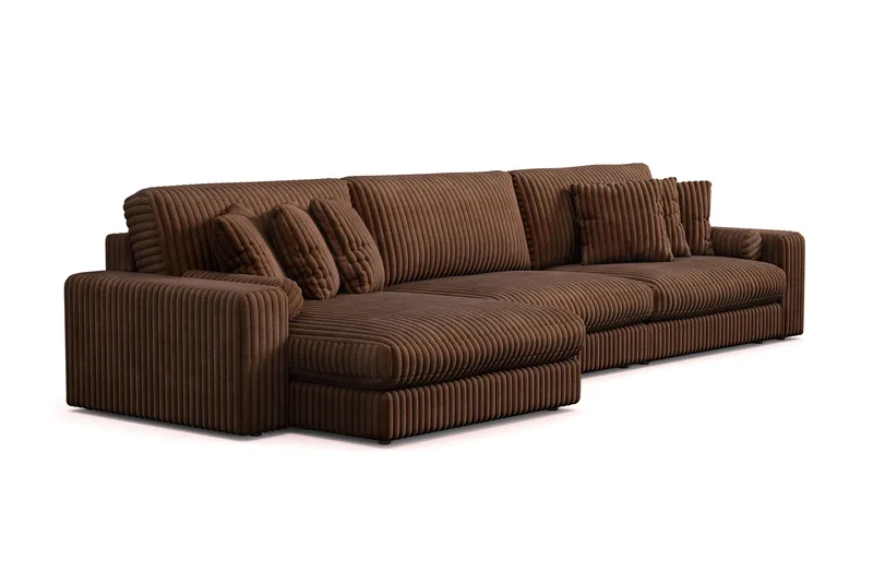 Arken Lyx 6-personers Vendbar L-formet Dyb Chaiselongsofa i Manchester - Mørkebrun - Møbler - Sofaer - Sofa med chaiselong