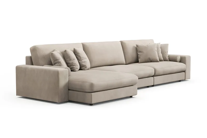 Arken Lyx 6-personers Vendbar L-formet Dyb Chaiselongsofa i Manchester - Greige - Møbler - Sofaer - Sofa med chaiselong