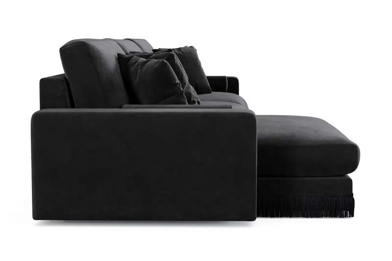 Arken Lyx 6-personers Vendbar L-formet Dyb Chaiselongsofa i fløjl - Sort - Møbler - Sofaer - Sofa med chaiselong
