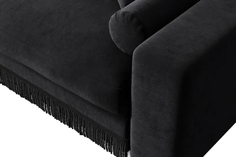 Arken Lyx 6-personers Vendbar L-formet Dyb Chaiselongsofa i fløjl - Sort - Møbler - Sofaer - Sofa med chaiselong