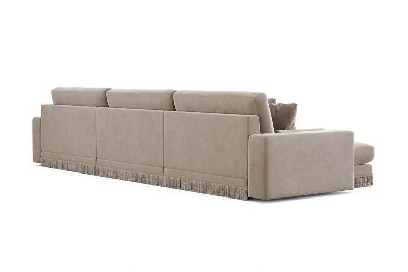 Arken Lyx 6-personers Vendbar L-formet Dyb Chaiselongsofa i fløjl - Beige - Møbler - Sofaer - Sofa med chaiselong
