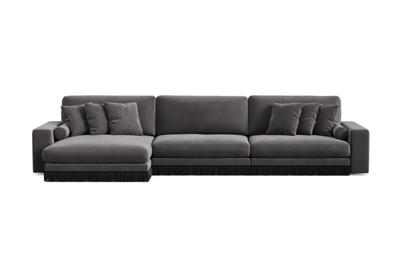 Arken Lyx 6-personers Vendbar L-formet Dyb Chaiselongsofa i fløjl - Mørkegrå - Møbler - Sofaer - Sofa med chaiselong