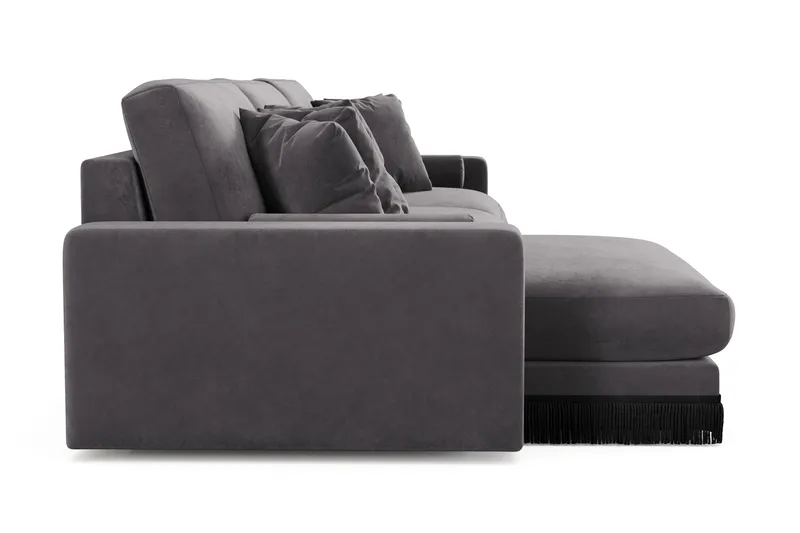 Arken Lyx 6-personers Vendbar L-formet Dyb Chaiselongsofa i fløjl - Mørkegrå - Møbler - Sofaer - Sofa med chaiselong