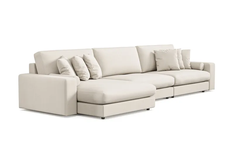 Arken Lyx 6-personers Vendbar L-formet Dyb Chaiselongsofa i stof - Lys beige - Møbler - Sofaer - Sofa med chaiselong