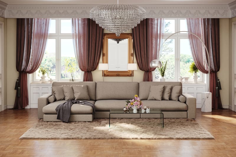 Arken Lyx 6-personers Vendbar L-formet Dyb Chaiselongsofa i stof - Brun - Møbler - Sofaer - Sofa med chaiselong