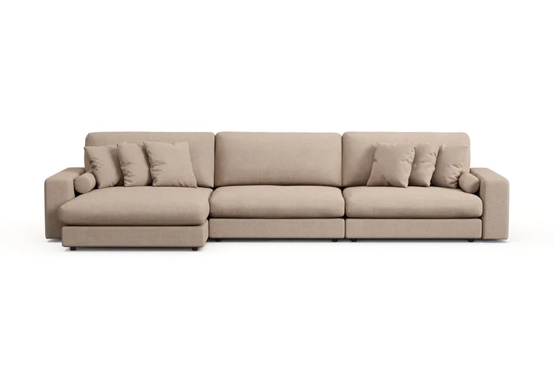 Arken Lyx 6-personers Vendbar L-formet Dyb Chaiselongsofa i stof - Beige - Møbler - Sofaer - Sofa med chaiselong