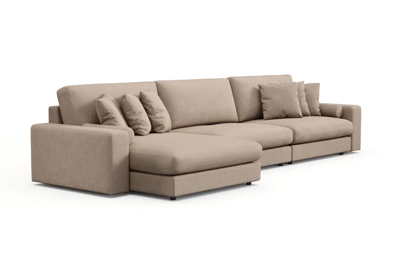 Arken Lyx 6-personers Vendbar L-formet Dyb Chaiselongsofa i stof - Beige - Møbler - Sofaer - Sofa med chaiselong