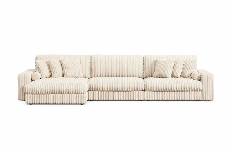 Arken Lyx 6-personers Vendbar L-formet Dyb Chaiselongsofa i Manchester - Beige - Møbler - Sofaer - Sofa med chaiselong