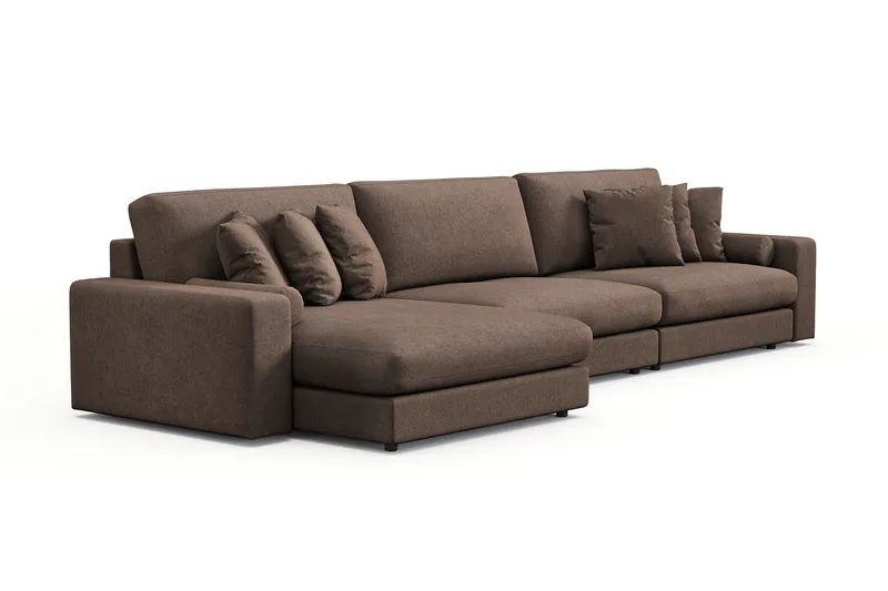 Arken Lyx 6-personers Vendbar L-formet Dyb Chaiselongsofa i stof - Brun - Møbler - Sofaer - Sofa med chaiselong