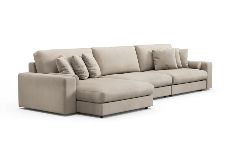 Arken Lyx 6-personers Vendbar L-formet Dyb Chaiselongsofa i Manchester - Greige - Møbler - Sofaer - Sofa med chaiselong