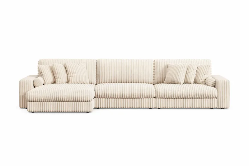Arken Lyx 6-personers Vendbar L-formet Dyb Chaiselongsofa i Manchester, Beige