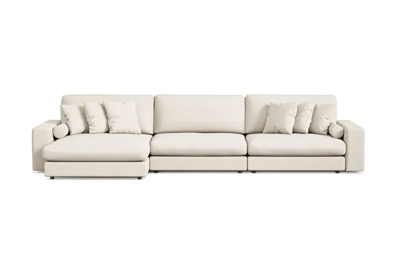 Arken Lyx 6-personers Vendbar L-formet Dyb Chaiselongsofa i stof, Lys beige