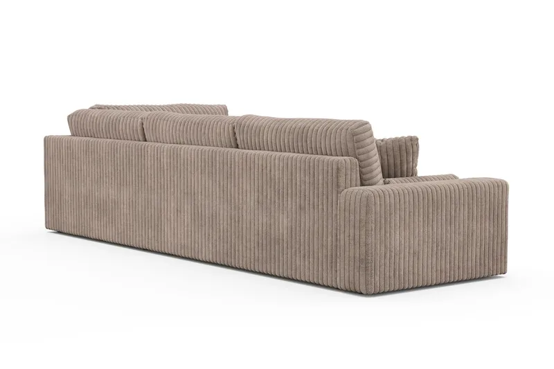 Arken Lyx dyb, højrevendt 5-personers chaiselongsofa i riflet fløjl - Greige - Møbler - Sofaer - Sofa med chaiselong