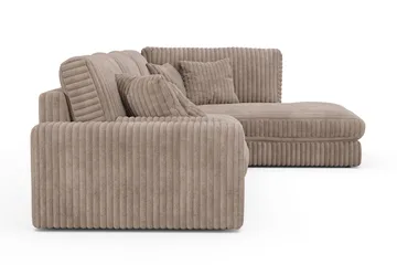 Arken Lyx dyb, højrevendt 5-personers chaiselongsofa i riflet fløjl - Greige - Møbler - Sofaer - Sofa med chaiselong