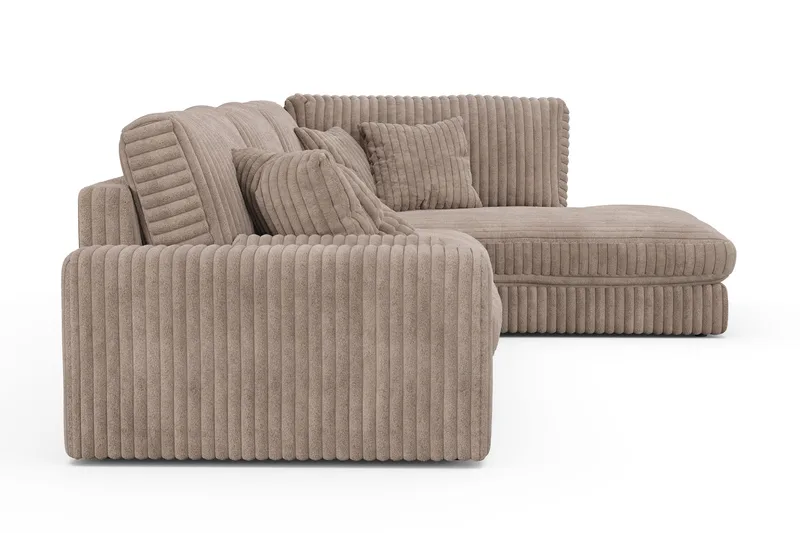 Arken Lyx dyb, højrevendt 5-personers chaiselongsofa i riflet fløjl - Greige - Møbler - Sofaer - Sofa med chaiselong