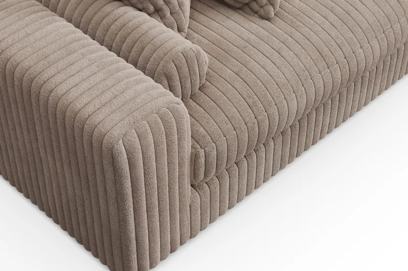 Arken Lyx dyb, højrevendt 5-personers chaiselongsofa i riflet fløjl - Greige - Møbler - Sofaer - Sofa med chaiselong