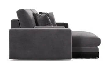 Arken Lyx dyb, vendbar L-formet 3-personers chaiselongsofa i velour - Mørkegrå - Møbler - Sofaer - Sofa med chaiselong