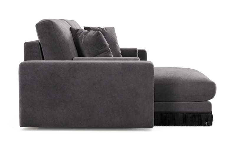 Arken Lyx dyb, vendbar L-formet 3-personers chaiselongsofa i velour - Mørkegrå - Møbler - Sofaer - Sofa med chaiselong