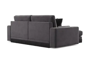 Arken Lyx dyb, vendbar L-formet 3-personers chaiselongsofa i velour - Mørkegrå - Møbler - Sofaer - Sofa med chaiselong