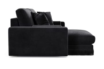 Arken Lyx dyb, vendbar L-formet 3-personers chaiselongsofa i velour - Sort - Møbler - Sofaer - Sofa med chaiselong