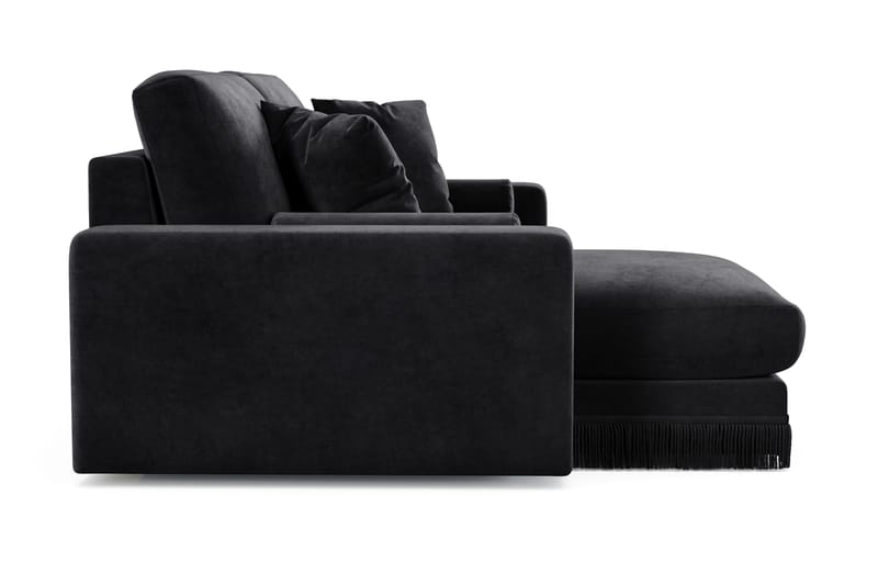 Arken Lyx dyb, vendbar L-formet 3-personers chaiselongsofa i velour - Sort - Møbler - Sofaer - Sofa med chaiselong