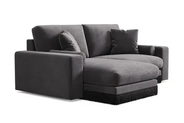 Arken Lyx dyb, vendbar L-formet 3-personers chaiselongsofa i velour - Mørkegrå - Møbler - Sofaer - Sofa med chaiselong