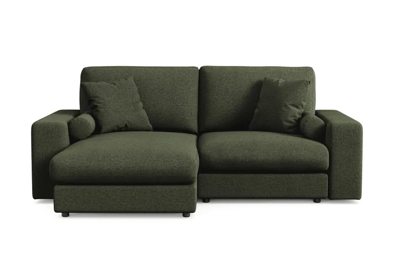 Arken Lyx dyb, vendbar L-formet 3-personers chaiselongsofa i stof, Grøn