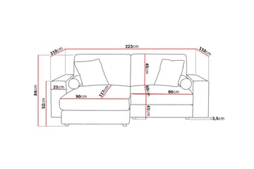 Arken Lyx dyb, vendbar L-formet 3-personers chaiselongsofa i stof - Lysegrå - Møbler - Sofaer - Sofa med chaiselong