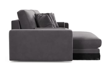 Arken Lyx dyb, vendbar L-formet 4-personers chaiselongsofa i velour - Mørkegrå - Møbler - Sofaer - Sofa med chaiselong